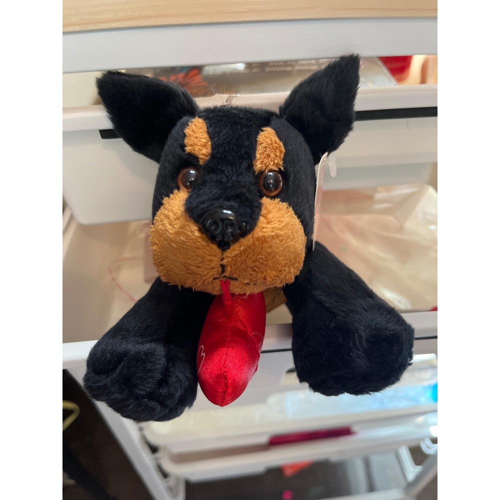 Plushland March of Dimes Rottweiler Dog Plush Red Heart Bean Bag 2000‎ 99-053